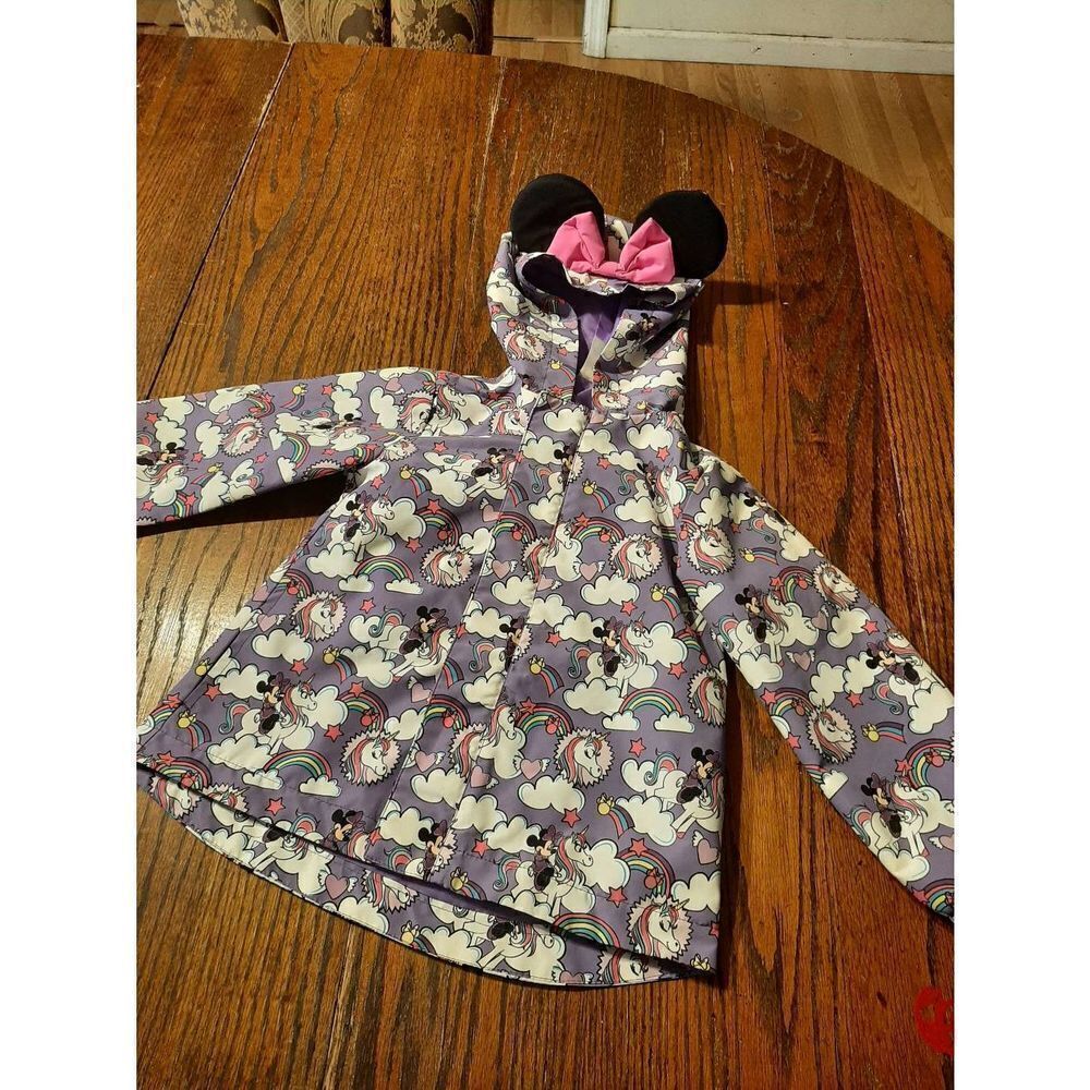Girls Size 4 Disney Store Minnie Mouse Unicorn Packable Hooded Jacket Ears